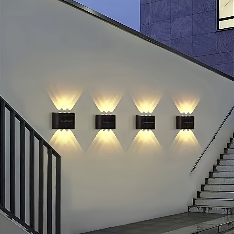1 pieza/4 piezas de luz decorativa solar para jardín, iluminación de pared con proyector hacia arriba y abajo