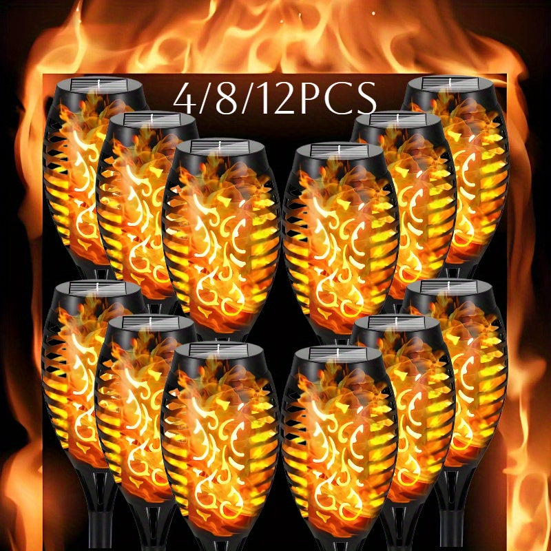 4/8/12 piezas, luces de llama solares, luces de linterna, luces LED al aire libre, adecuadas para patio, césped, entrada, decoraciones de fiesta, Navidad, Halloween, decoraciones de Año Nuevo, regalo