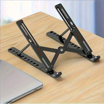 1 Soporte Portátil Plegable para Laptop - Base de Enfriamiento Ajustable en 10 Niveles, Diseño Ahorrador de Espacio Compatible con Todos los Computadores, Blanco, Estructura Resistente, Material Plástico