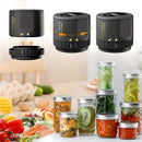 Sellador al Vacío Eléctrico para Tarros Mason, Adecuado para Tarros Mason de Boca Ancha y Boca Regular, para Almacenar Alimentos Secos, Incluye 5 Tapas para Tarros Mason de Boca Ancha y 5 de Boca Regular (Negro)