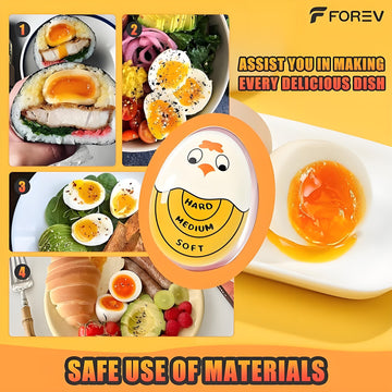 1 pieza de temporizador de huevo Kawaii y soporte de huevo cocido - Divertido gadget de cocina reutilizable sin batería con diseño de dibujos animados lindo, perfecto para huevos cocidos blandos y duros, camping, viajes, regalos de Día de la Madre, gradu
