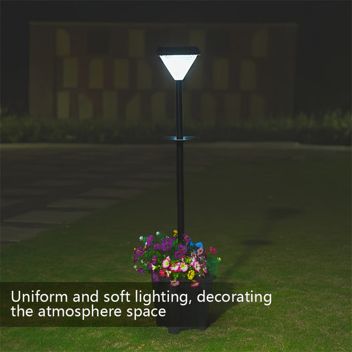 1pc DJGIFI Luz Solar para Camino con Macetero Integrado - Lámpara de Jardín Exterior Autoencendido/Apagado, IP44 Iluminación Solar de Alta Calidad para Patio, Pasillo y Césped - Luces Solares para Jardín, Acabado Mate, Plástico Duradero, Ideal para Entus