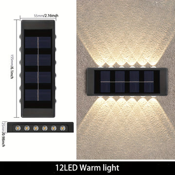 4 piezas de luces solares con 12/16 LEDs, luces para jardín al aire libre para decorar patios y paredes, IP44, para jardín al aire libre, patio, luz ambiental, paisaje moderno de villa, camino, pasillo