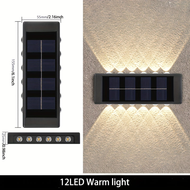 4 piezas de luces solares con 12/16 LEDs, luces para jardín al aire libre para decorar patios y paredes, IP44, para jardín al aire libre, patio, luz ambiental, paisaje moderno de villa, camino, pasillo