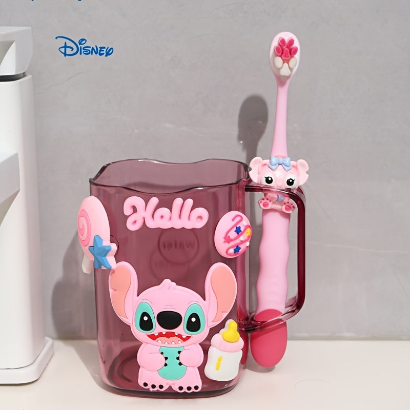 1 cepillo de dientes Disney de Minnie y sus amigos con vaso, diseño lindo y sencillo, resistente a caídas, ideal para viajes, fiestas, vacaciones y cumpleaños