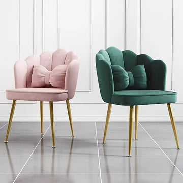 Silla de comedor de terciopelo contemporáneo de 1 pieza con cojín de lazo - Marco de metal, cojín de esponja, respaldo sólido, no necesita electricidad, uso en suelos duros y cocina, decoración elegante del hogar, muebles de comedor, diseño de lazo, cons
