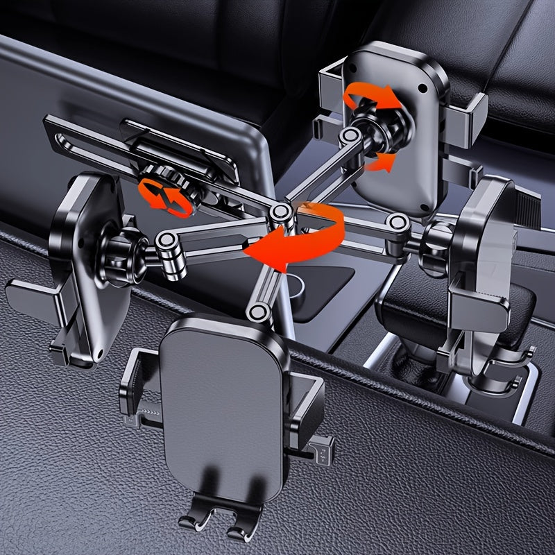 Soporte para teléfono de coche de tablero de control de aleación de aluminio, rotativo, escalable, forma cuadrada, para auto