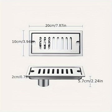1 Pieza, Desagüe De Piso De Forma Alargada, Filtro De Acero Inoxidable Engrosado De Gran Desplazamiento, Desagüe De Piso A Prueba De Olores, Para Sala De Ducha De Hotel, Accesorios De Baño