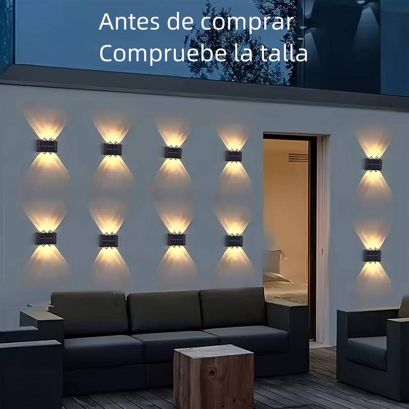 4 luces solares para pared GANXIN con 6 LED, sensor de movimiento inteligente, luz cálida y fría, ideal para decoración exterior, jardín, bodas y camping, iluminación exterior | Luces modernas para pared | Luces solares