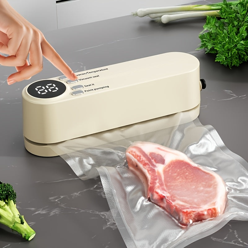 1pc Máquina Selladora Automática de Alimentos con Sello al Vacío, Sellador Portátil USB con Operación de Un Toque, Diseño Compacto para Frescura - Ideal para Preparación de Comidas, Camping, Cocina y Congelador - Compatible con Carne, Verduras, Snacks, P