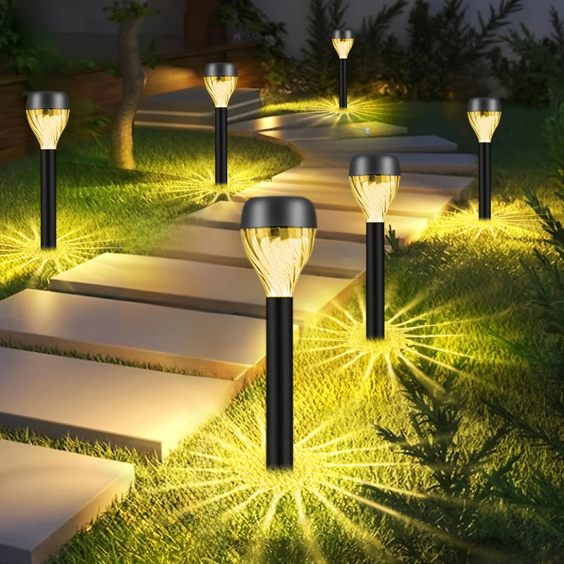 8/10 piezas de luces solares LED para jardín SolarFlare, diseño de cascada elíptica, montaje empotrado en ABS, acabado pulido, control con interruptor, batería de níquel solar, iluminación no desmontable para caminos, jardín, patio, pasillos y paisajismo