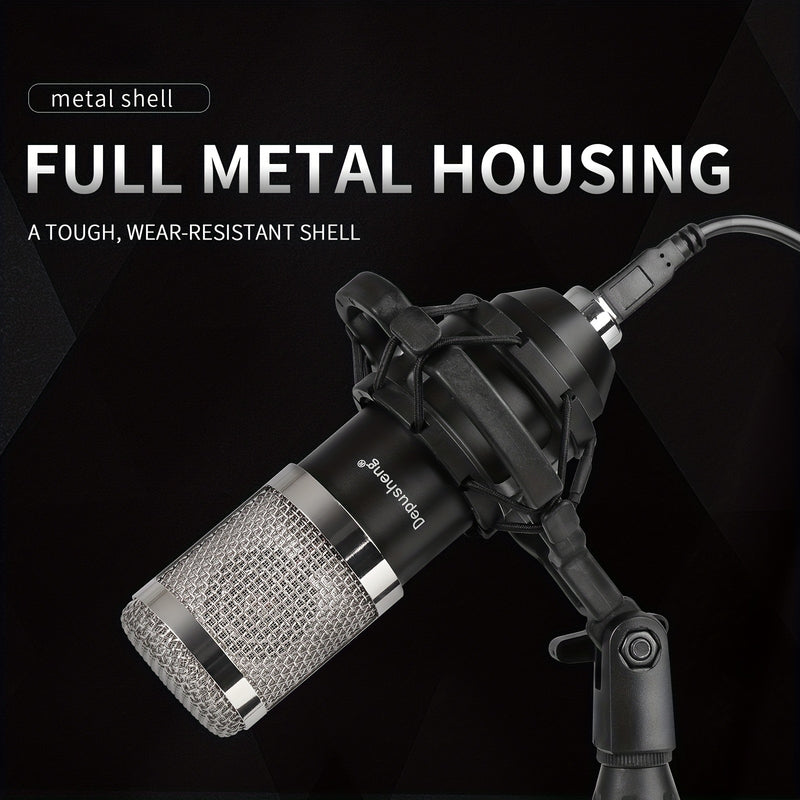 DEPUSHENG Micrófono USB Condensador para PC, Kit de Microfonía para Gaming, Podcast y Reuniones