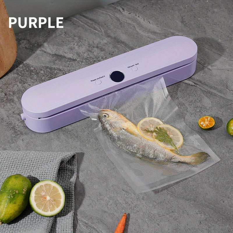 Máquina Selladora al Vacío Automática Compacta para Conservación de Alimentos – Recargable por USB, Batería de Polímero de Litio de 1500mAh, Acrílico, Ideal para Sellado de Snacks y Extensión de Frescura, Electrodoméstico de Cocina, Selladora al Vacío de