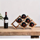 1 pieza, soporte de botella de vino de madera plegable - soporte de mesa portátil, barra y armario con 6 compartimentos, acabado natural de madera resistente para botellas de vino rojo/blanco, diseño que ahorra espacio