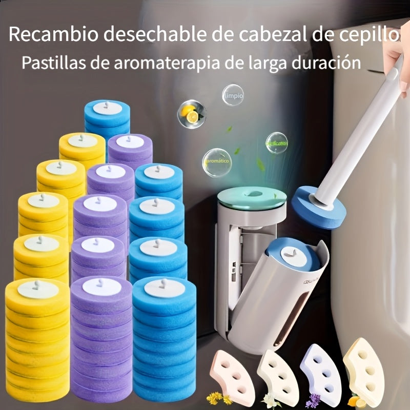 1 Juego de Accesorios para Cepillo de Inodoro Desechable, Eliminación Potente de Manchas + Fragancia Duradera, Cabezal de Cepillo de Baño Descartable, Suministros para el Cuarto de Baño