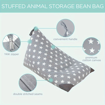 Silla de bolsa de estrellas, cubierta de silla de bolsa de lona de alta calidad y súper suave, gran tamaño de 127.0*88.9 cm con cremallera rellena, adecuada para guardar ropa y juguetes de peluche, decoración del dormitorio
