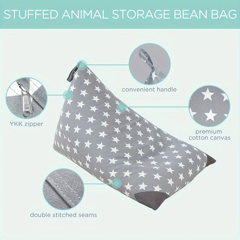 Silla de bolsa de estrellas, cubierta de silla de bolsa de lona de alta calidad y súper suave, gran tamaño de 127.0*88.9 cm con cremallera rellena, adecuada para guardar ropa y juguetes de peluche, decoración del dormitorio