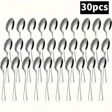Juego de 30 Cucharas de Café Mini de Acero Inoxidable - Duraderas, Pulidas como un Espejo para Postres, Té, Helado - Ideales para Fiestas, Bodas, Uso en Cocina y Comedor