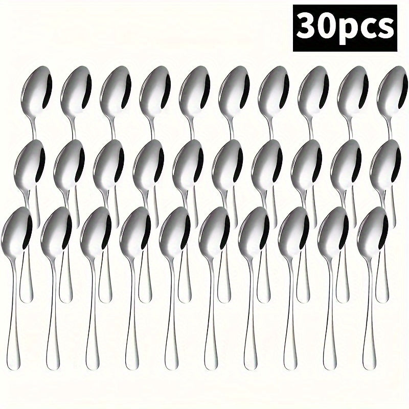 Juego de 30 Cucharas de Café Mini de Acero Inoxidable - Duraderas, Pulidas como un Espejo para Postres, Té, Helado - Ideales para Fiestas, Bodas, Uso en Cocina y Comedor