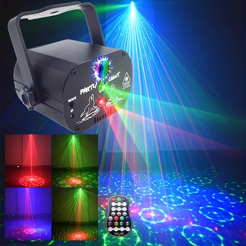 Proyector de luces LED activado por sonido para fiestas, luces láser RGB intermitentes con control remoto, ideal para decoraciones navideñas, Halloween, karaoke, bares y regalos de cumpleaños o bodas.