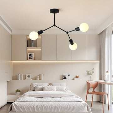 1 lámpara colgante negra con base para tres bombillas E27, ideal para sala, dormitorio o techo (sin bombillas incluidas)