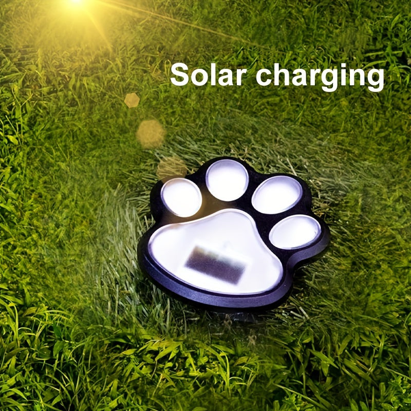 4 Piezas de Luces Solares para Tierra, Escalones y Pasos Decorativos con Forma de Huella de Gato, Adecuadas para Jardín, Césped o Balcón