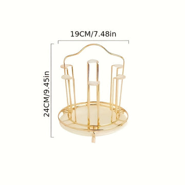 1 pieza, soporte de taza en forma de tambor europeo elegante - soporte de drenaje multifuncional de hierro dorado para almacenamiento de vasos y tazas de cocina, organizador de cocina | soporte de taza elegante | construcción de hierro