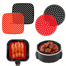 1pc Revestimiento de Silicona Reutilizable para Freidora de Aire - Fácil de Limpiar, Alfombrilla Antiadherente en Rojo y Negro, Perfecto para Cocinar Saludable, Compatible con la Mayoría de Freidoras de Aire, Accesorios para Freidora de Aire