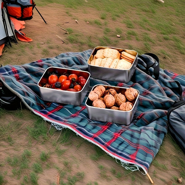 Juego de 20 Recipientes para Alimentos de Acero Inoxidable, Caja Multifuncional con 10 Contenedores + 10 Tapas Antiderrames Apilables, Reutilizable para Camping, Reuniones Familiares y Uso en Oficina o Escuela