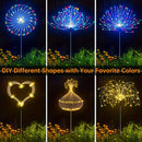 4 luces solares LED para jardín con efecto de fuegos artificiales, 8 modos, 240/320 LED, decoración festiva para patios, cafés, campamentos, Navidad y San Valentín, luces navideñas | Creador de ambiente festivo, luces solares para exteriores