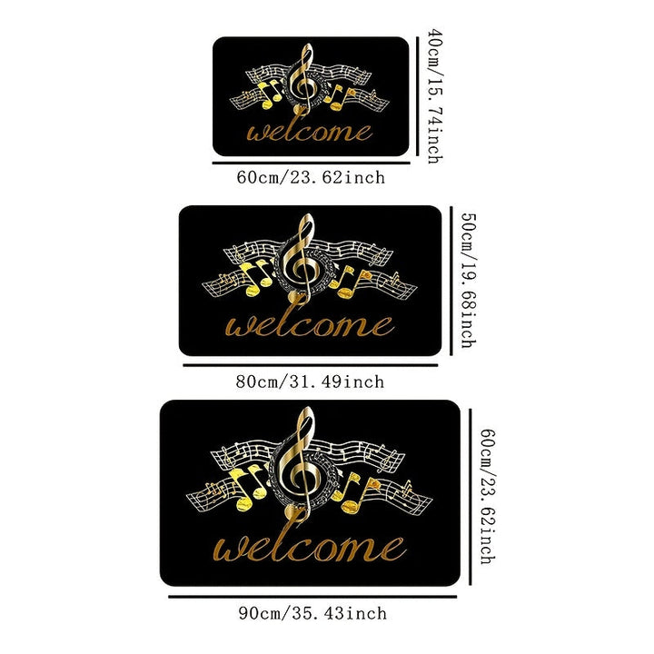 Alfombra de Bienvenida con Notas Musicales - Diseño Divertido y Monograma con Base Antideslizante, Alfombra de Poliéster para el Porche delantero y Decoración de Cocina, Regalo Novedoso Perfecto