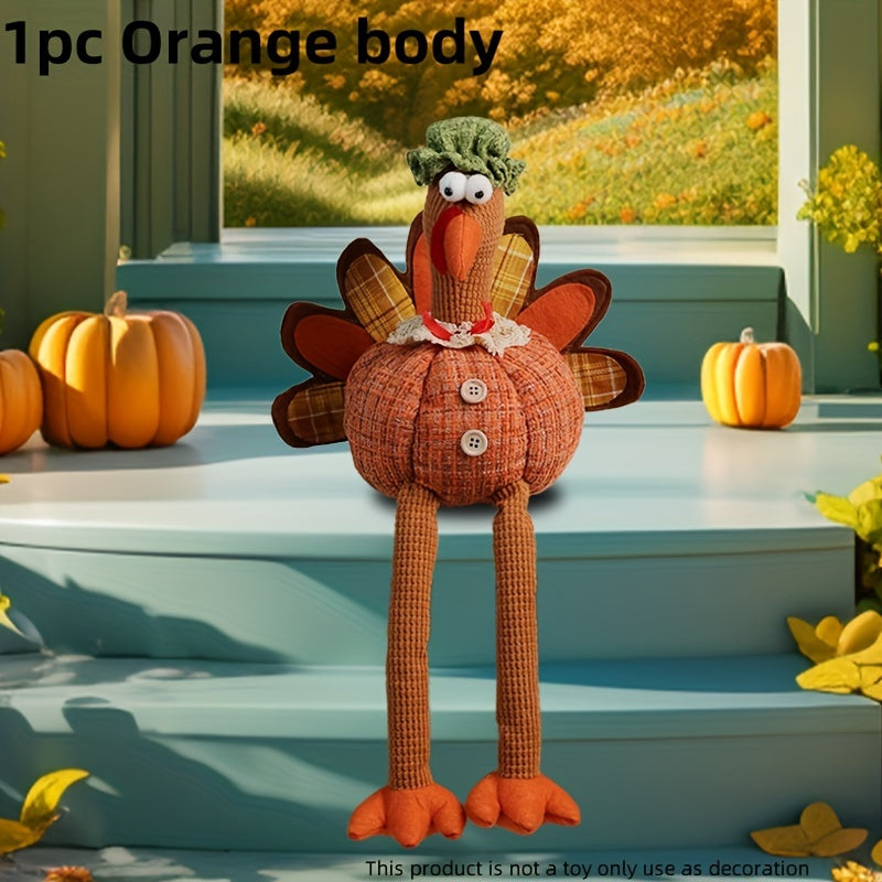 1pc/2pcs, Fiesta de la Cosecha Sombrero de Acción de Gracias Muñeco de Calabaza, Pareja de Pavo con Piernas Largas para Colgar, Decoración de Ambiente de Temporada de Cosecha, Hogar, Ventana, Decoración de Fiesta Temática Creativa