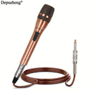Micrófono dinámico Depusheng C7, profesional, unidireccional, con bobina móvil, micrófono de mano con cable, enchufa y juega, sin batería, con enchufe de 6,35 mm, para grabación de canto familiar profesional, transmisión - Material metálico