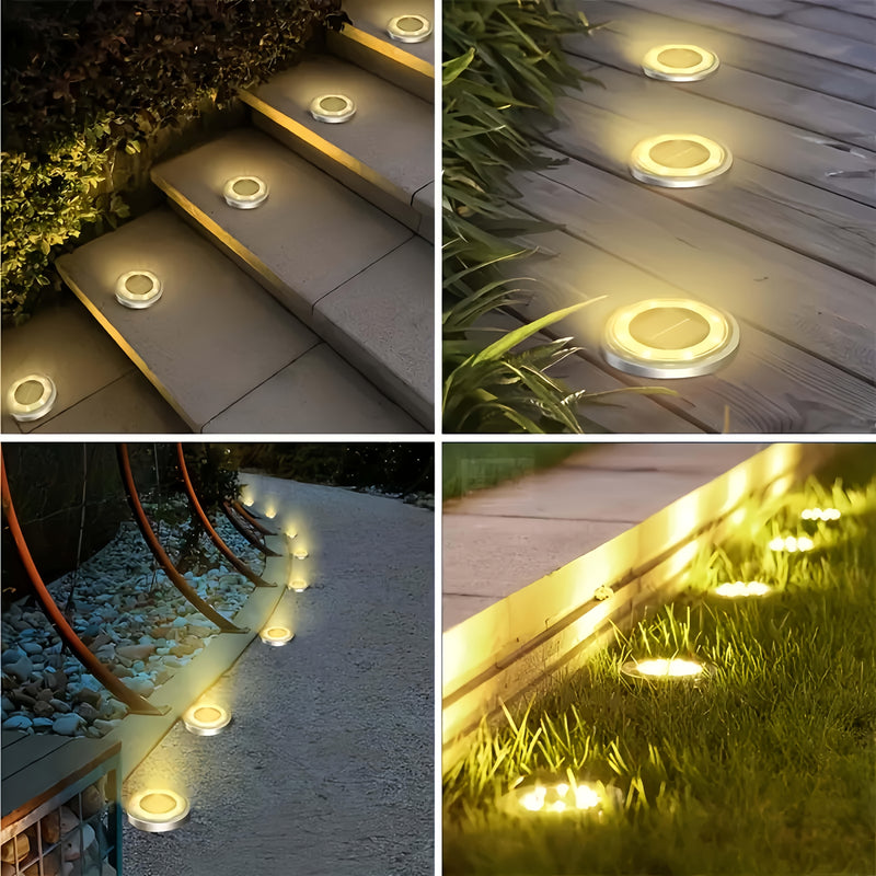 4/8 luces solares para jardín, nuevas luces subterráneas con mayor alcance, mejor brillo y resistencia, ideales para césped, parques, albercas, iluminación decorativa, luz cálida/blanca