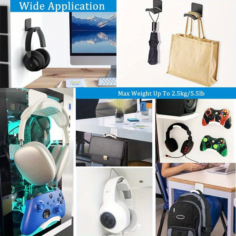 Soporte de Pared Grande para Auriculares Sin Taladro con Gancho Colgante para Auriculares Over-Ear y On-Ear, Ganchos Utilitarios