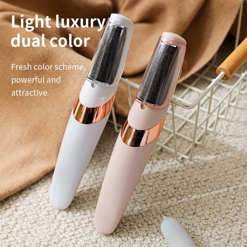 Nueva pila de pies portátil - Pila de pies eléctrica USB recargable con una cabeza gruesa y una fina, elimina la piel muerta para una superficie suave y ligera beige, diseño redondo, herramienta ideal de cuidado de pies moderna, crea una superficie suave