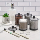 Juego de 4 frascos de plástico transparentes de 12 oz y 10 oz, organizadores y contenedores de almacenamiento para baño, bolas, hisopos, almohadillas redondas, hilo dental, con tapa