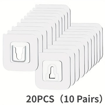 10 unidades/5 pares - 20 unidades/10 pares de ganchos adhesivos potentes sin rastro, sin taladro, multifuncionales para baño y cocina, ganchos adhesivos impermeables para hogar para baño, cocina, almacenamiento de dormitorio, ganchos de utilidad