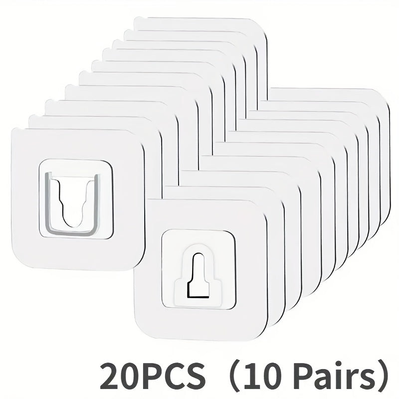 10 unidades/5 pares - 20 unidades/10 pares de ganchos adhesivos potentes sin rastro, sin taladro, multifuncionales para baño y cocina, ganchos adhesivos impermeables para hogar para baño, cocina, almacenamiento de dormitorio, ganchos de utilidad