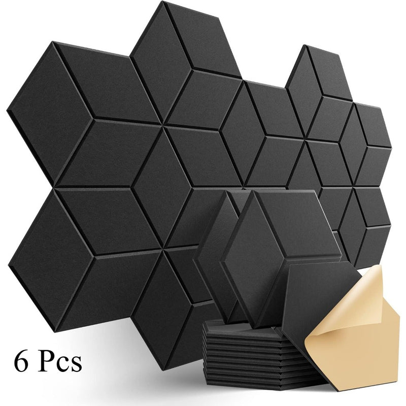 6 paneles acústicos autoadhesivos de alta densidad, 30.48 cm x 25.4 cm x 1.02 cm - Diseño en Y elegante, a prueba de fuego y reducción de ruido, espuma acústica (gris moderno), eliminación de eco de calidad profesional, paneles para tratamiento acústico