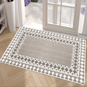 Tapete de bienvenida con diseño gris simple, resistente y lavable a máquina, antideslizante, ideal para salas, dormitorios y áreas de lectura, tapete para sala