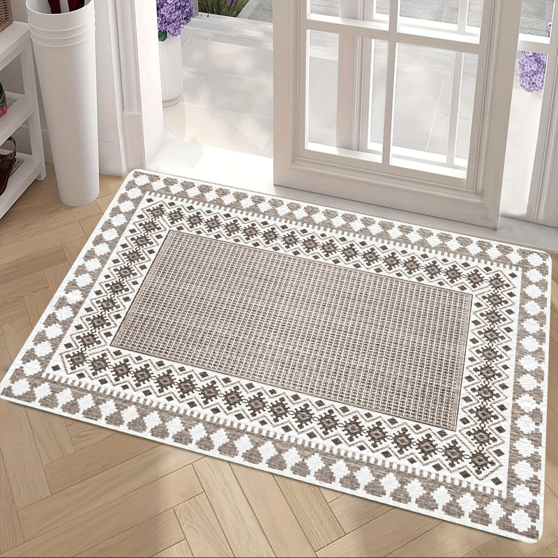 Tapete de bienvenida con diseño gris simple, resistente y lavable a máquina, antideslizante, ideal para salas, dormitorios y áreas de lectura, tapete para sala