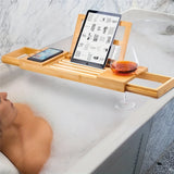 Bandeja de Bañera de Bambú Versátil - Estante Expandible para Vino, Snacks y Toallas | Organizador de Baño Sin Metal, Bandeja, Estante de Almacenamiento