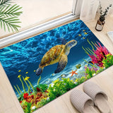 1pc Alfombra De Piso Con Patrón De Tortuga Marina, Suave Y Antideslizante, Divertida Alfombra De Baño, Alfombra Absorbente Para El Hogar, Sala De Estar Y Baño, Decoración Del Hogar