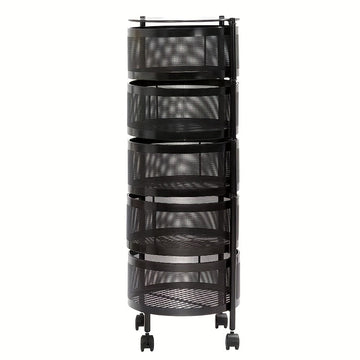 1pc Estantería clásica redonda giratoria de metal, Organizador de estantería abierta de varios niveles para cocina, Canasta de frutas y snacks autónoma, Sin energía ni batería necesaria, Construcción de metal