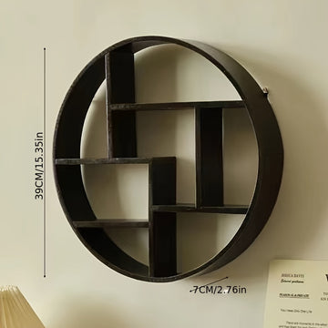 Estantería de Pared de Madera al Estilo Chino Vintage - Exhibición de Almacenamiento Abierto para Salón de Peluquería, Estante de Vino y Más