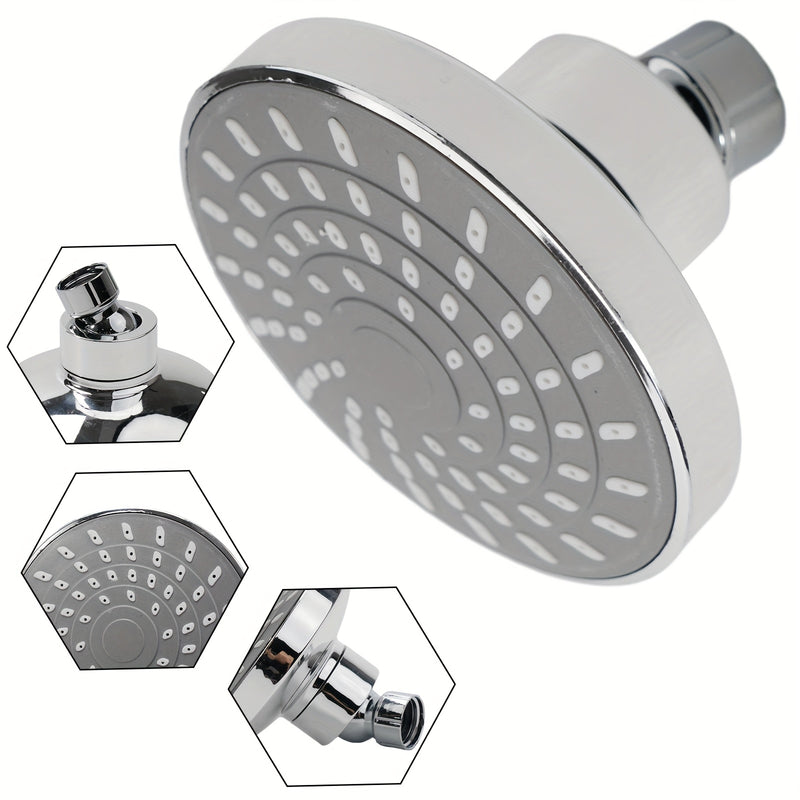 Cabezal de ducha de lluvia a alta presión con rótula giratoria ajustable, acabado en cromo, montaje en pared, fácil instalación, boquillas autolimpiantes, diámetro de 9.5 cm, material ABS, forma redonda para baños modernos, accesorios para ducha