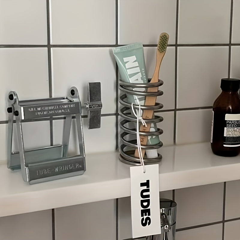 Soporte para Cepillos de Dientes de Acero Inoxidable Elegante - Impermeable, Diseño Fácil de Limpiar con Almacenamiento Multifuncional para Bolígrafos para Decoración de Baño | Regalo Perfecto para Navidad/Halloween, Diseño Geométrico