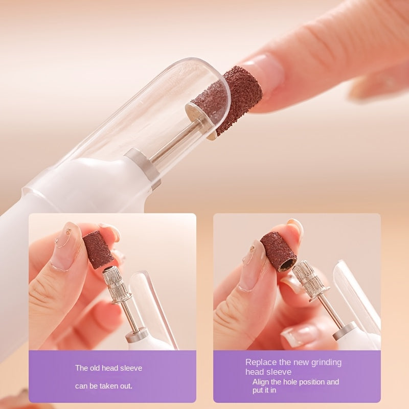 Lima de uñas portátil, recargable por USB - Taladro de uñas eléctrico multifuncional, equipado con una lámpara de uñas de alta potencia y luz auxiliar LED, adecuado para hornear uñas de gel DIY en casa, pulido de belleza de uñas profesional y kit de herr