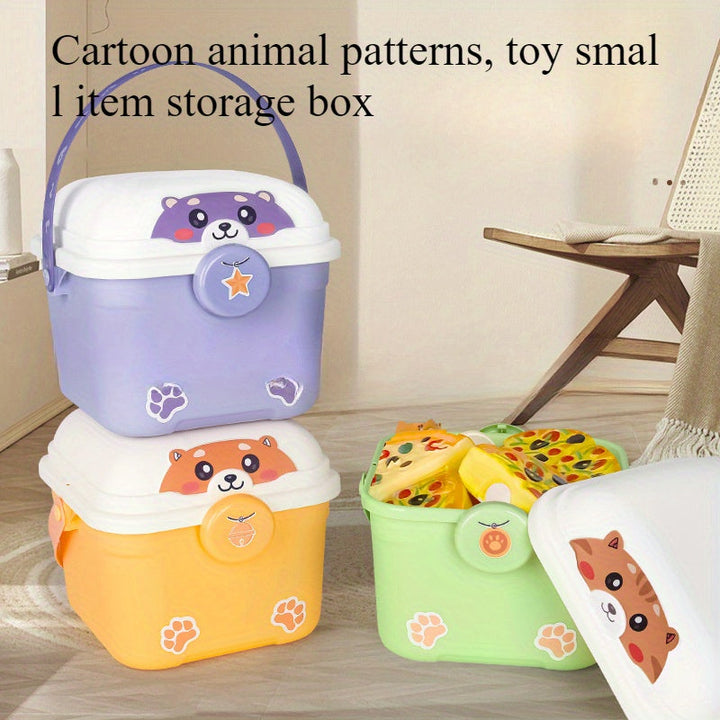 Caixa de almacenamiento de animales de dibujos animados, cubo para juguetes, práctico para guardar juguetes y libros, fácil de llevar al salir